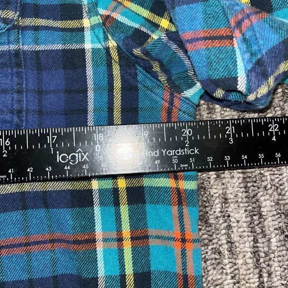 Modified Womens Shirt Sz Medium Blue Brown Plaid Long Sleeves Button Up Unique - Picture 4 of 6